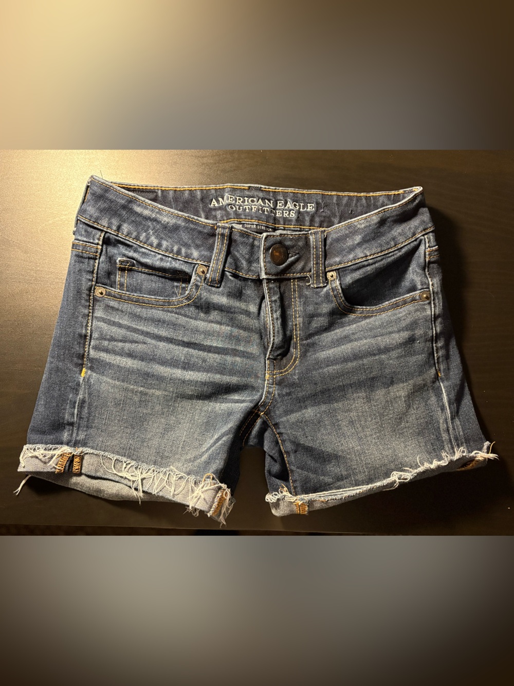 American Eagle Dark Wash Denim Shorts Size 2 Super Stretch